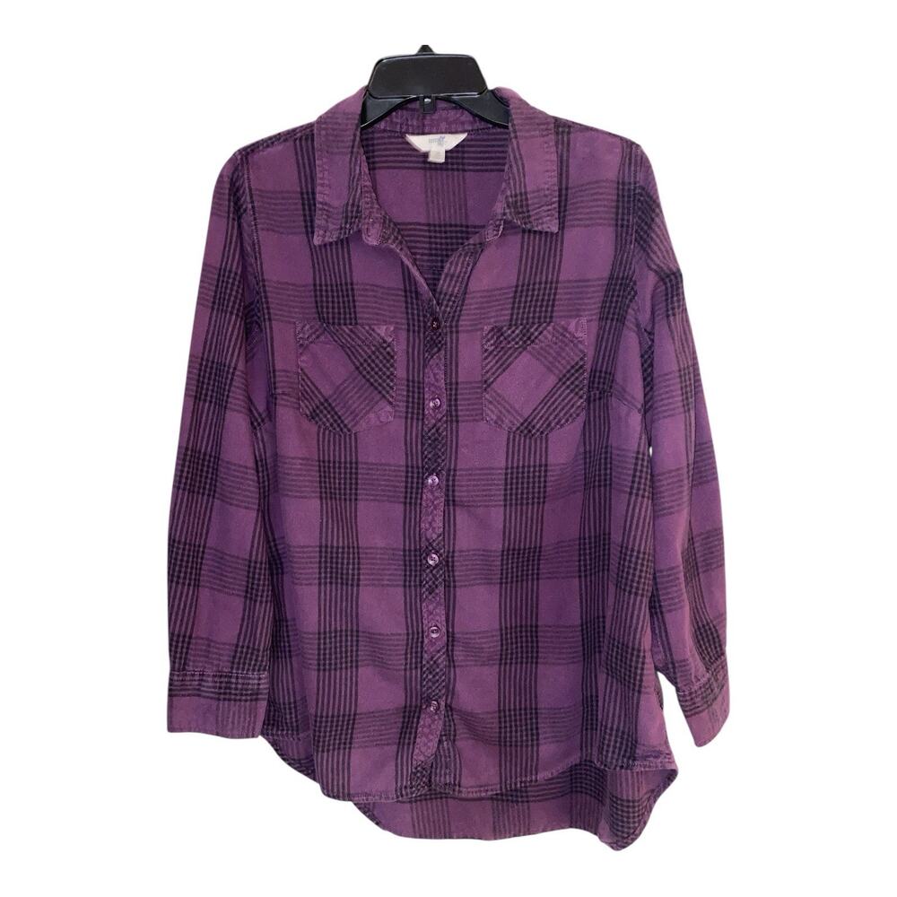 Plaid Flannel Terra & Sky Women's Plus  Size 14W Button-Down Shirt Long Sleeves.